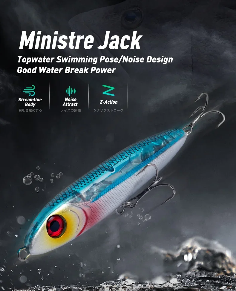 LEYDUN Ministre Jack Stickbait Angelköder, sinkender Bleistift, 80 mm, 14 g, gutes Schwimmen, harte Köder, Wobbler, Seebarsch-Swimbaits – Detail 1