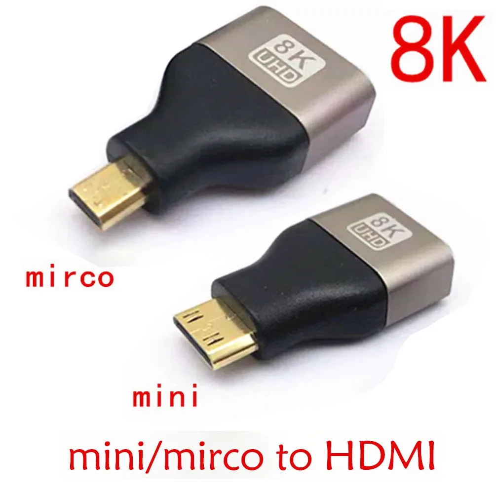 HDMI Adapter Mini Micro to HDMI 8K 60Hz 4K 144Hz Male to Female Converter for Camera Laptop PS5 Xbox Switch Monitor TV Projector