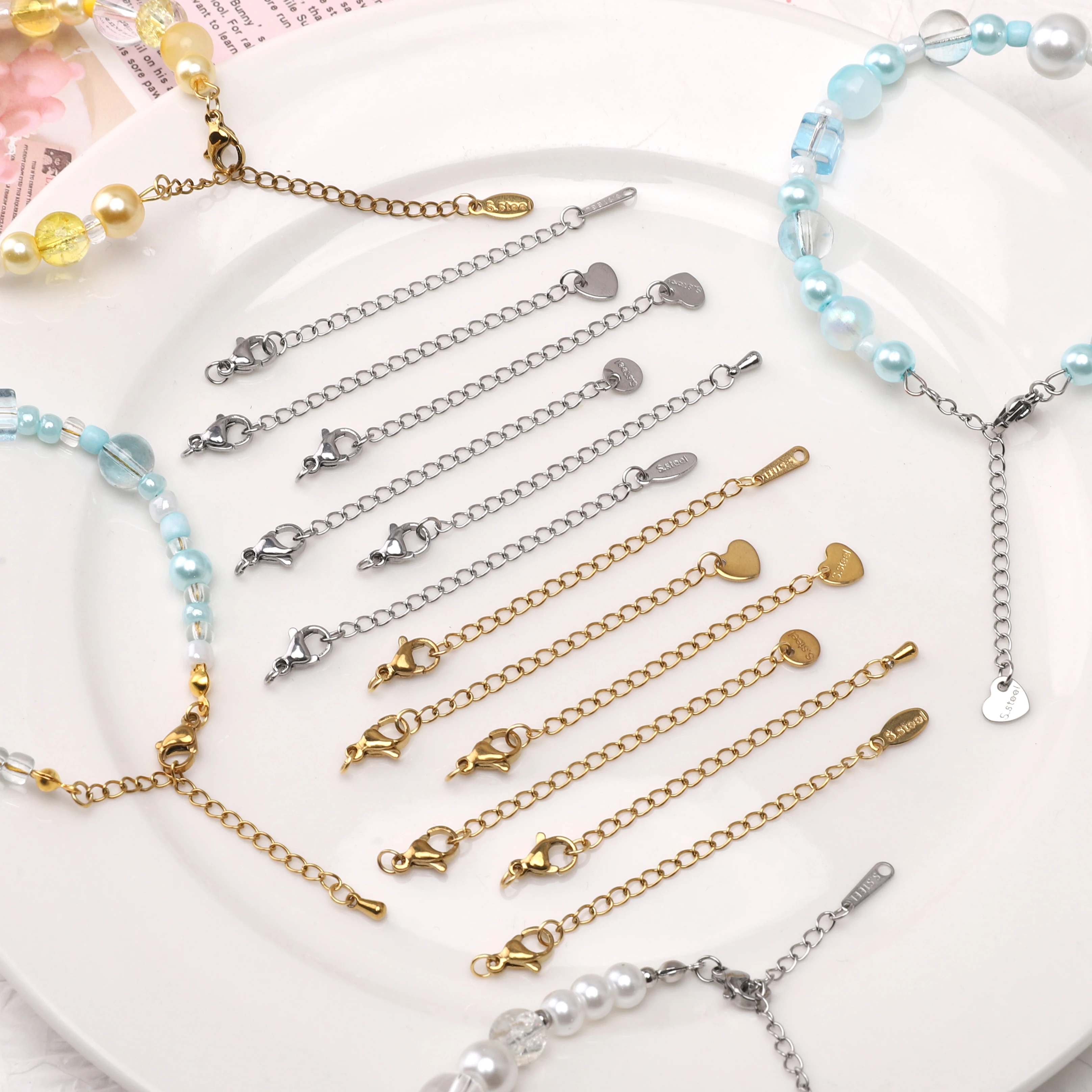 1-5pcs Stainless Steel Tail Chain 72mm 0.6x4mm Silver Jewelry Making DIY Bracelet Necklace Findings Accessories Craft