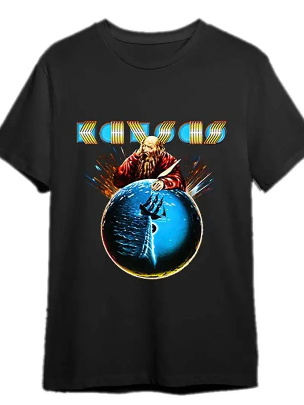 Men's Plus Size Black Printed T-Shirt 