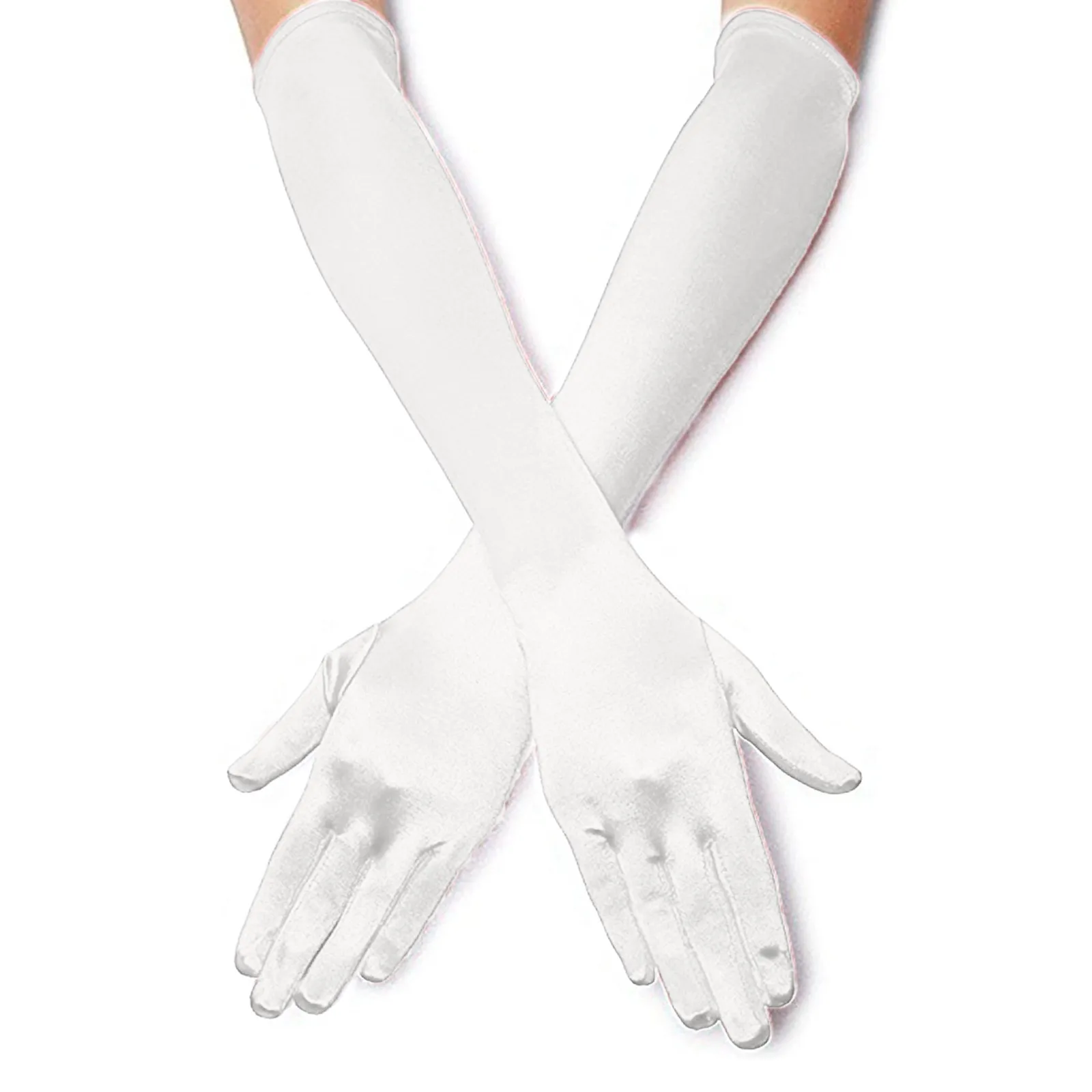 New Classic Adult Black White Red Skin Opera/Elbow/Wrist Stretch Satin Finger Long Gloves Women Flapper Gloves Matching Costume