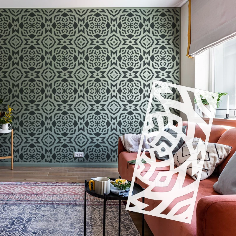 40cm - 80cm Stencil Customize Custom Wall Template To Paint For Painting Decorative Putty Brick Decors Drawing Geometric S470