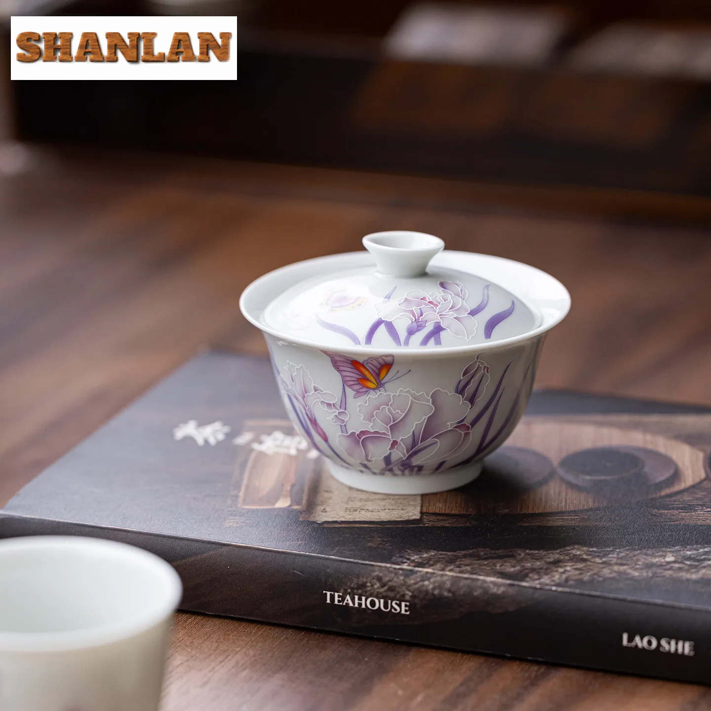 

120ml Purple Orchid Butterfly Gaiwan Traditional Tea Tureen Tea Bowl With Lid Kit Tea Making Cover Bowl Drinkware Supplies Gift