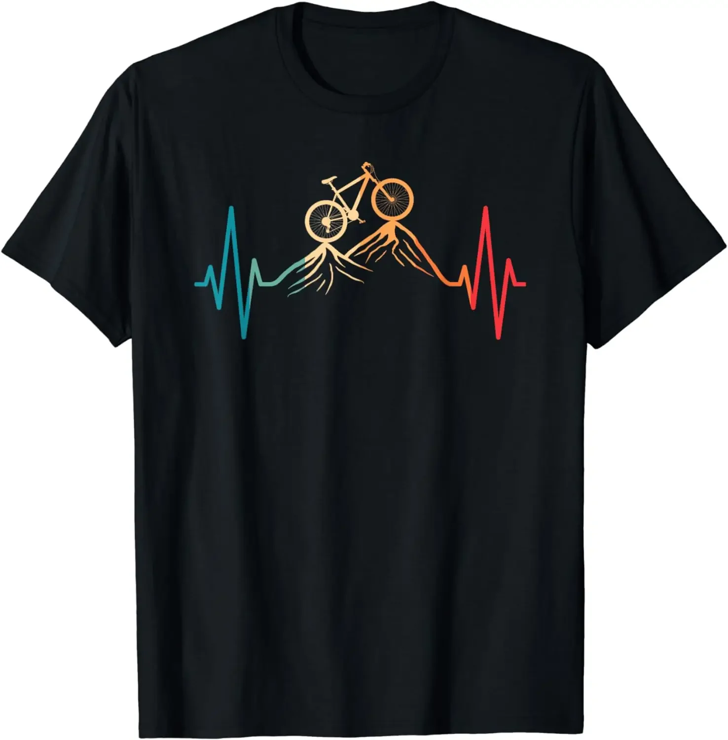 Funny Retro Cycling Heartbeat Bicycle Mountain Bike Biking T-Shirt  Women Clothes Tops Kawaii Clothes Graphic T Shirts Camisetas