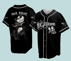 Jack Skellington Honkbal Jersey Heren Korte Mouw Jersey Disney Jack En Sally De Nachtmerrie Voor Kerst Honkbal Jersey