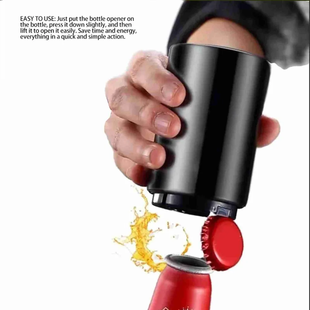 Stainless Steel Automatic Bottle Opener Bar Accessory Push Pull Push Down Bottle Opener Bartender Tools Bottle Lid Opening Tool
