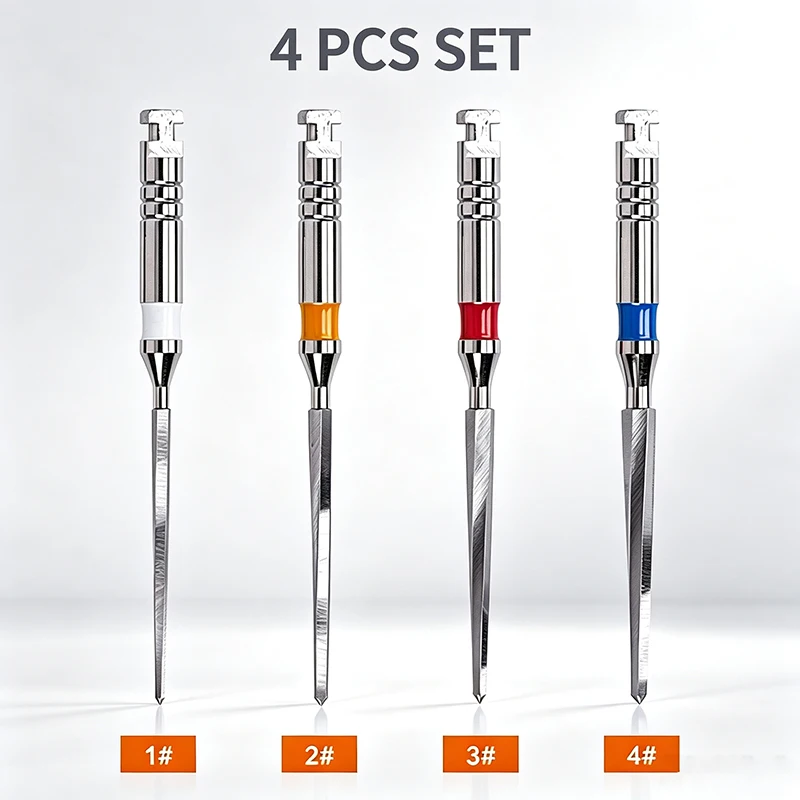 4Pcs/Set Dental Fiber Post Drill Compatible with 3M Root Canal Preparation Reamer Color Coded Endodontic Drill Bits
