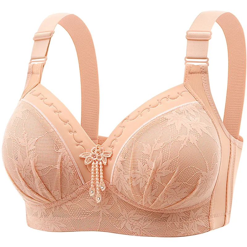 New Lace Women's Oversized Comfortable Traceless Lightweight Thin Gathered Adjusted Breast Shape Women's Mother Plus Size Bra