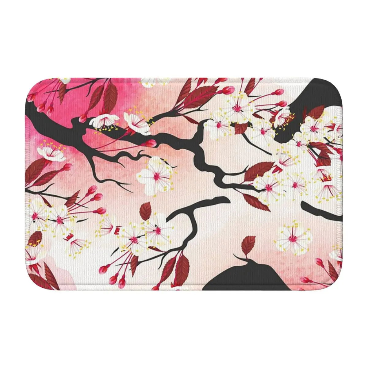 Blooming Sakura Branch Cherry Blossom Japanese Flower Doormat Home Floor Mat Non-slip Carpet Rug for Living room Footpad Mats