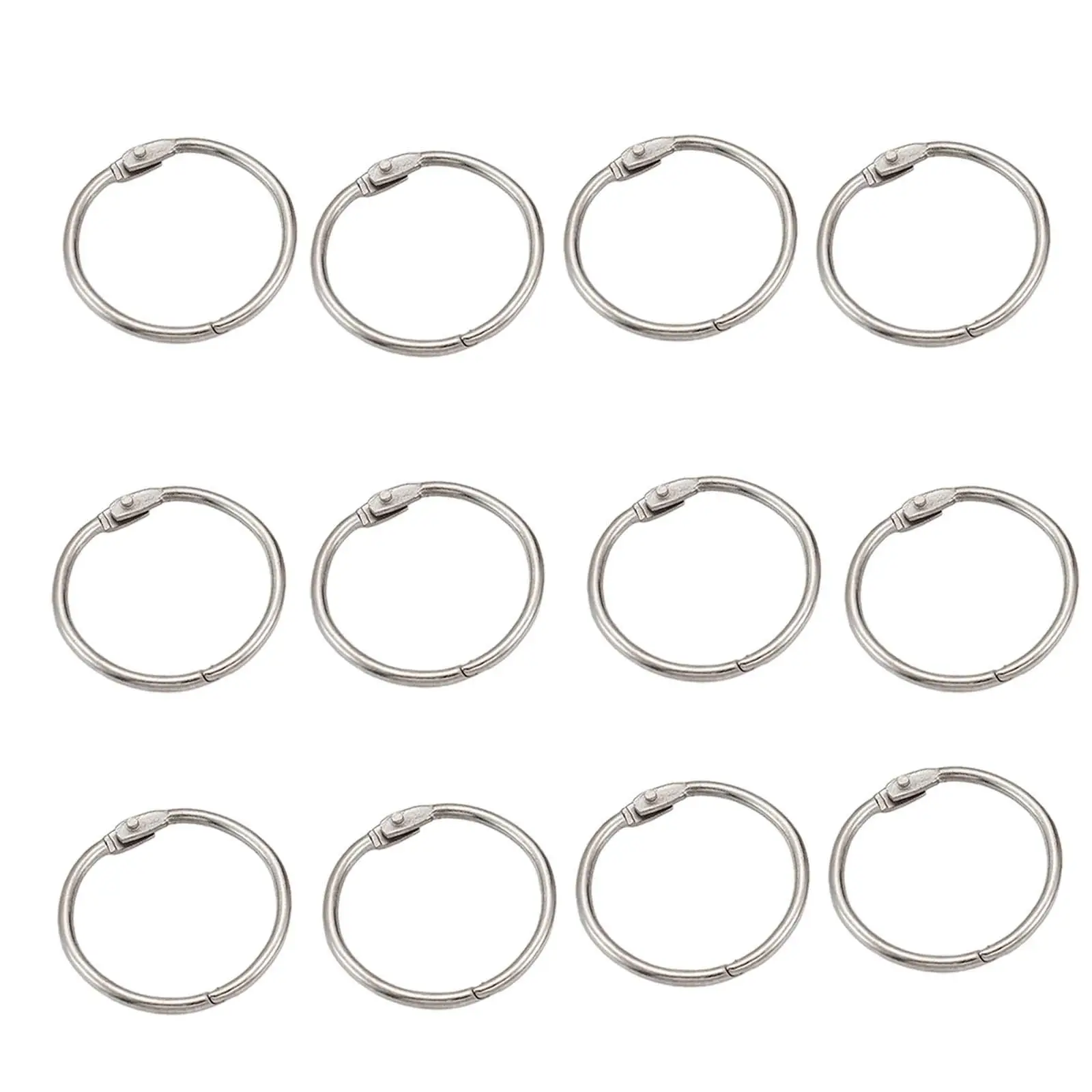 12Pcs Binder Rings Keychain Key Rings Circular Shower Curtain Rings for Fixed Pole, , DIY Travel Diary, Home, 50mm