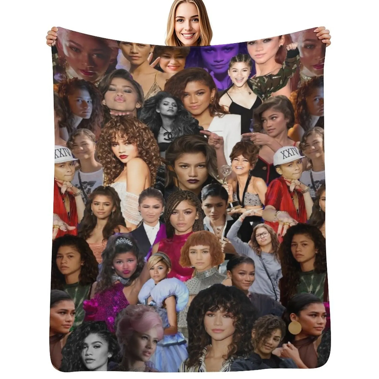 

Zendaya Collage Throw Blanket Warm Flannel Blanket for Couch Chair Bedroom