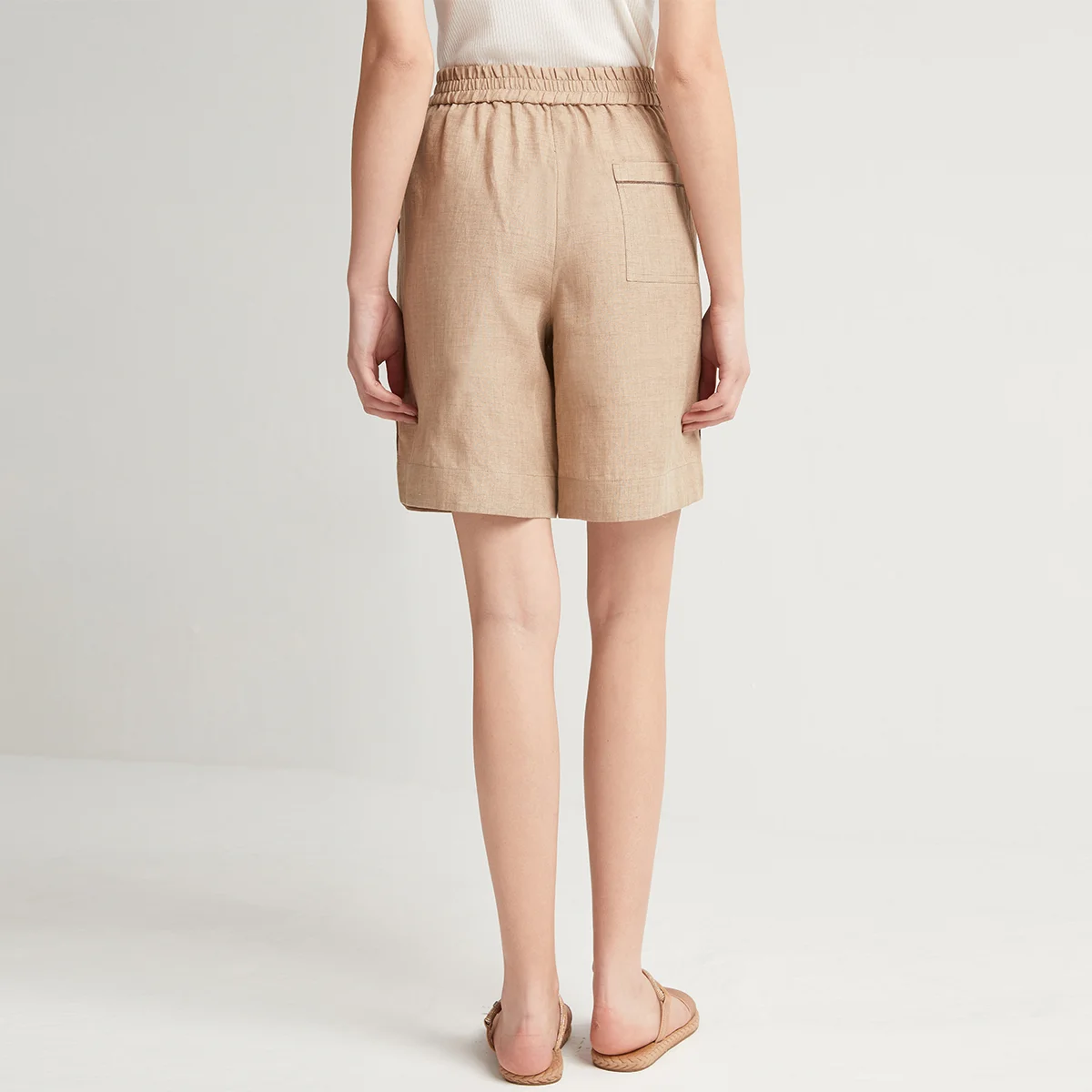 K1118W  Solid Color High quality Luxury womens Clothing Ladies Shorts Pants 100% Linen Shorts For Women Clothes