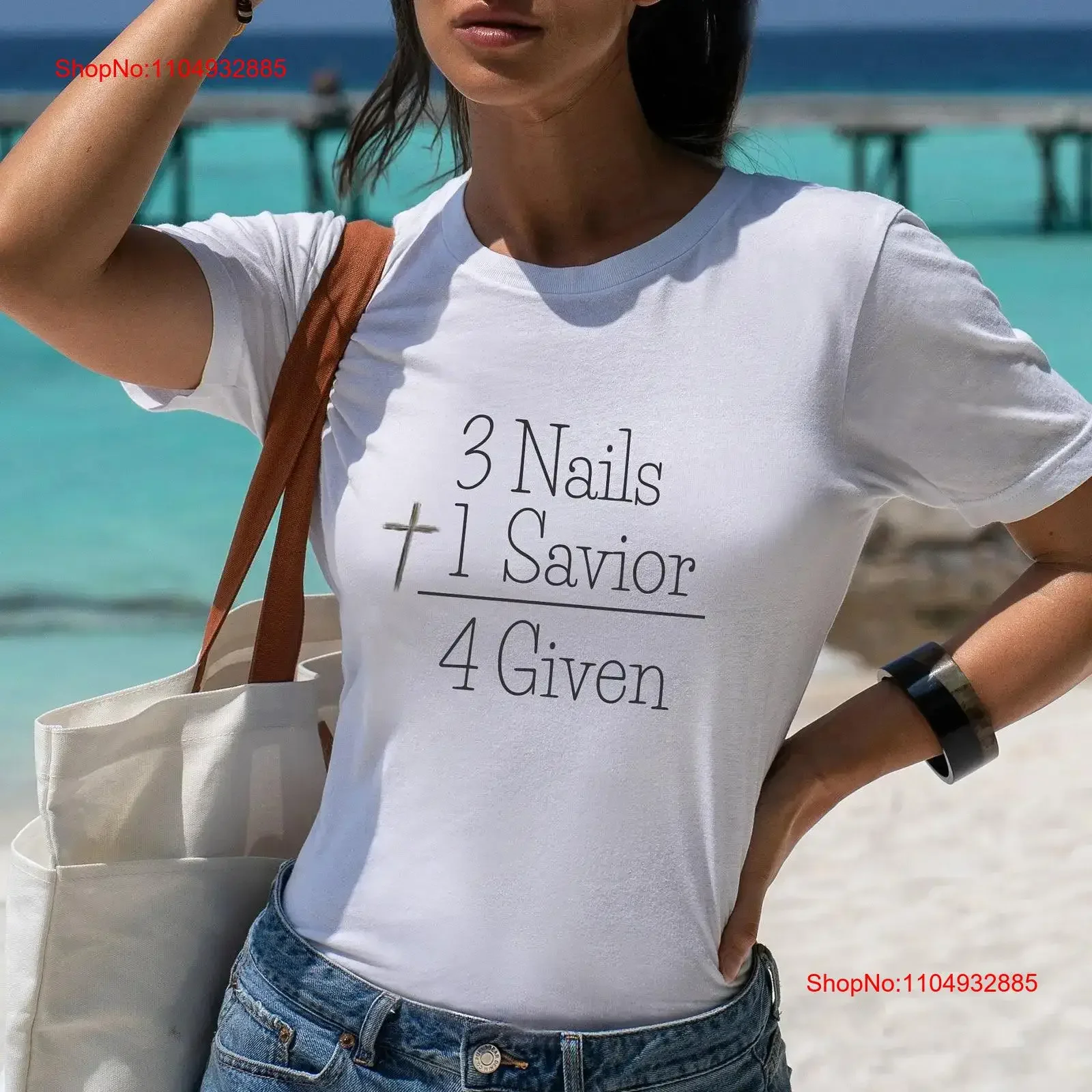 

Easter T Shirt Christian 4given Forgiven 3 nails Resurrection Sunday Day for vintage Washed Breathable streetwear