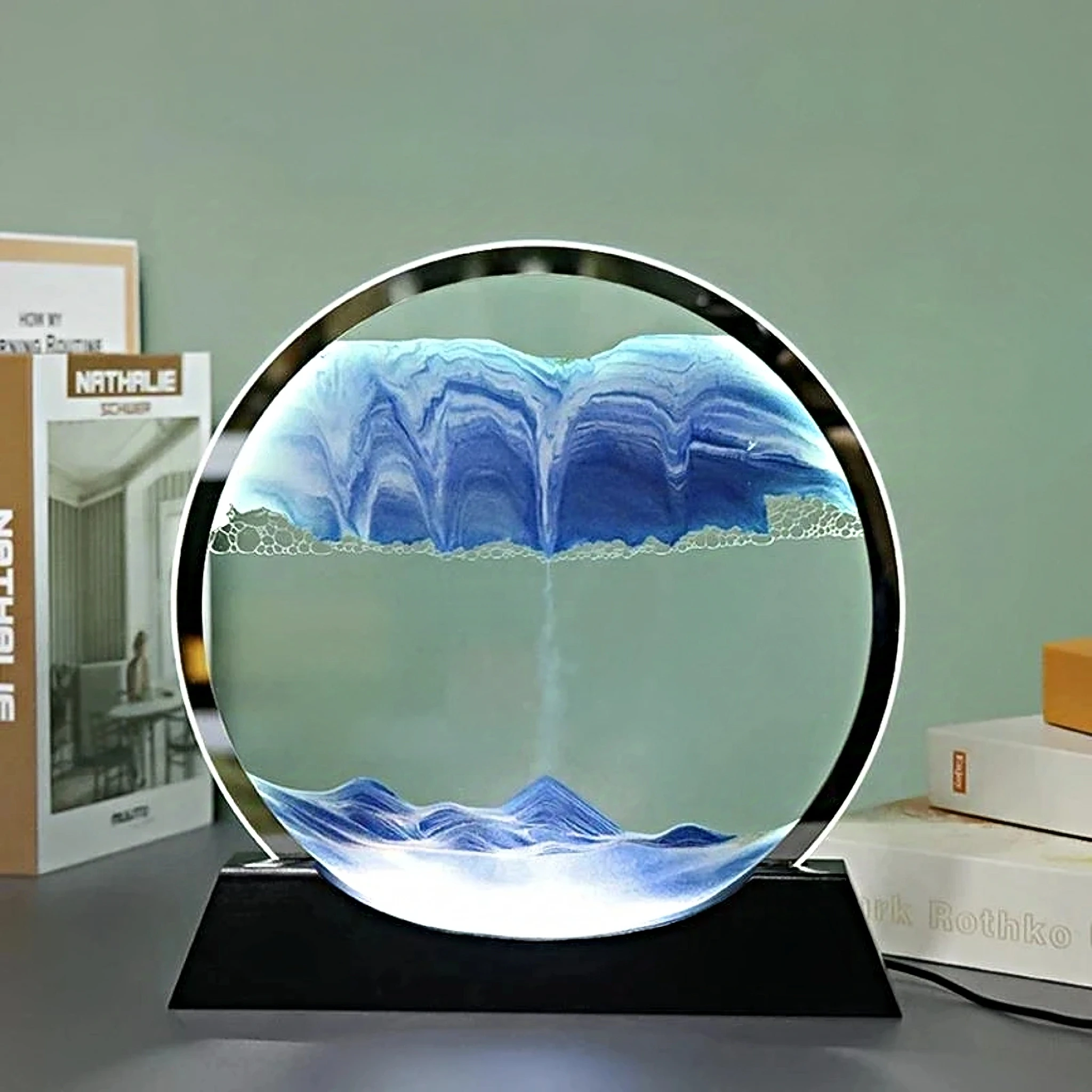 

Sandscape Moving Sand Art Picture Table Lamp 3D Hourglass Quicksand Flowing Sand Painting Office Desktop Home Decor Gifts