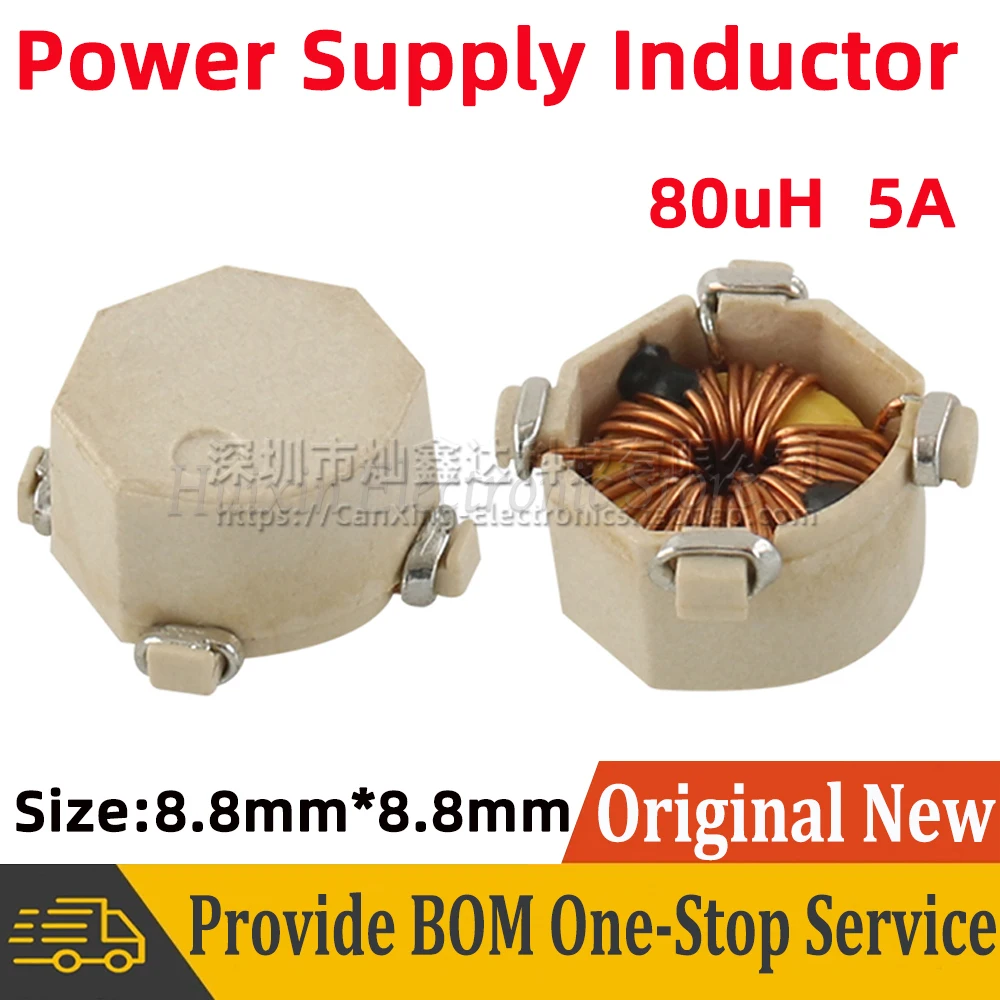 

5pcs TC2526N-9R0-B Common Mode Choke Inductor Inductance 80uH 5A EMI Filter Coil Magnetic Ring Switching Power Supply