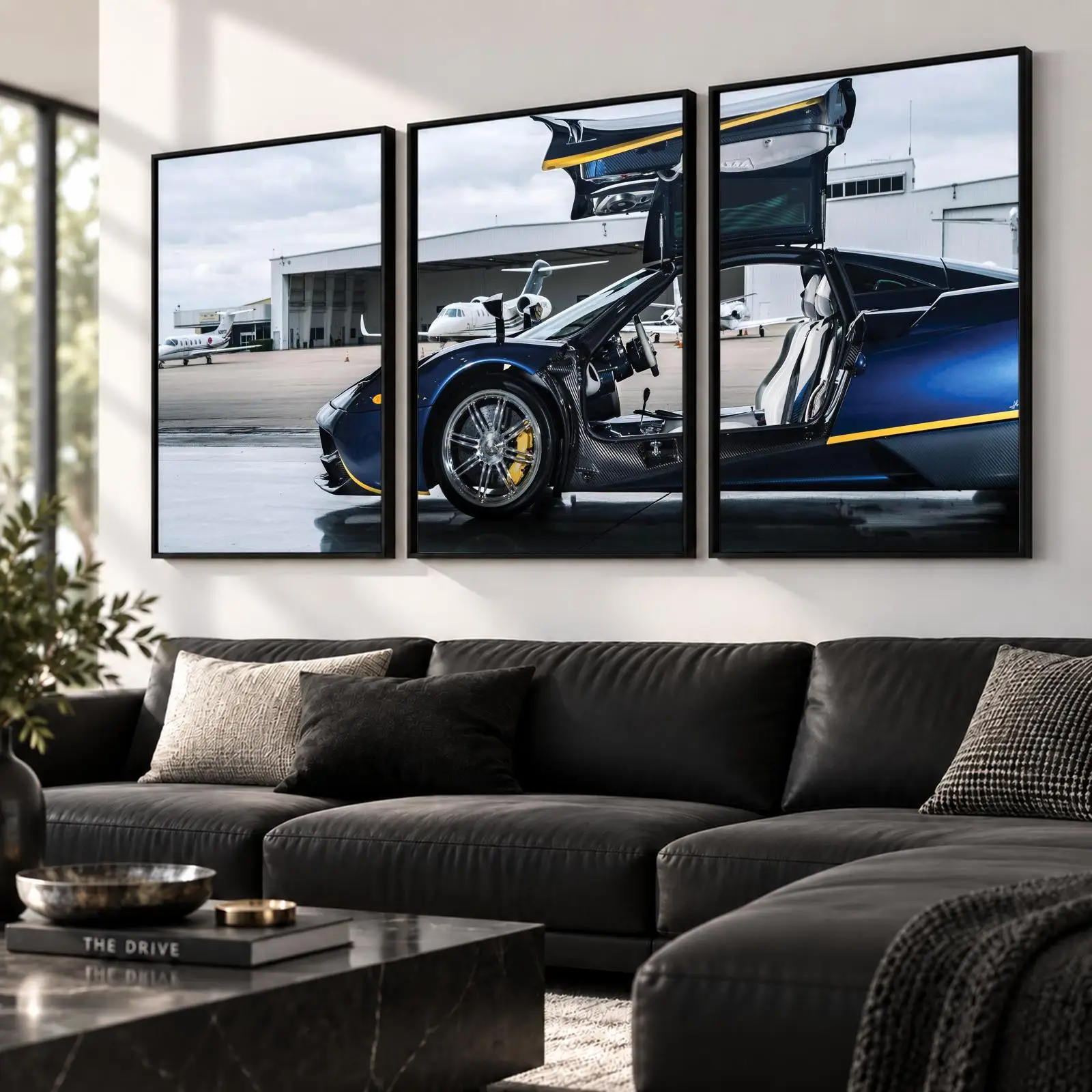 3pc Hangar Hypercar Painting Calligraphy Canvas Poster Set Wall Art Prints for Bedroom Living Room Home Decor Gift