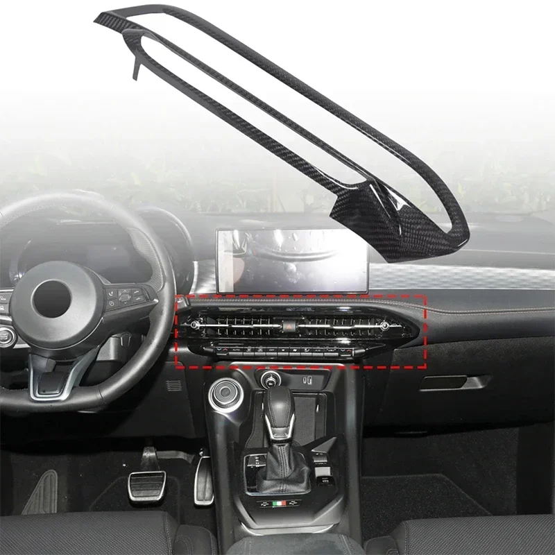 

For Alfa Romeo Tonale 2022-2024 Real Carbon Fiber Car Central Control Air Outlet Frame Decorative Sticker Car Interior Accessori