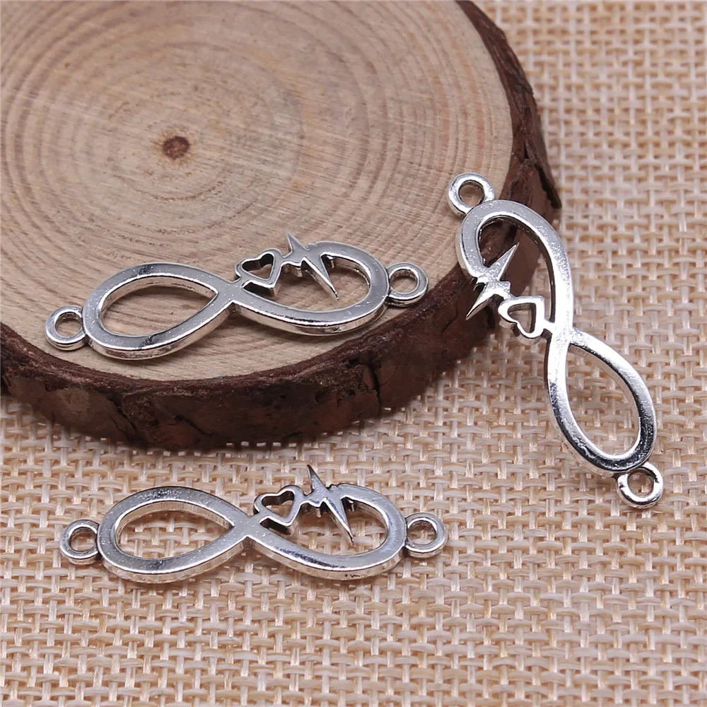 5 قطعة فضية اللون الرجعية الجوف لانهائي عدد 8 القلب ECG سحر ل قلادة سوار صنع DIY بها بنفسك العثور على المجوهرات الإكسسوارات