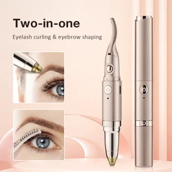 2 IN 1 Electric Eyelash Curler Eyebrow Shaver USB Heated Eyelash Curling Iron Automatic Eyebrow Trimmer Makeup Beauty Tool