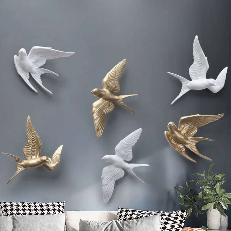 3D Bird Creative Hanging Decoration Living Room Wall Decoration Pendant Entrance Foyer Home Light Luxury Wall Hanging Nordic
