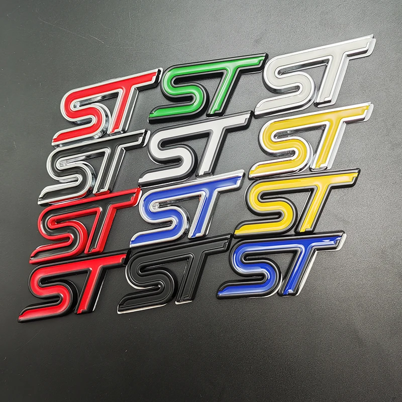 3D Metall Rot Blau Schwarz Logo ST Emblem Kofferraum Abzeichen für Ford Focus Mondeo Kuga Puma Fiesta Explorer ST Aufkleber Zubehör
