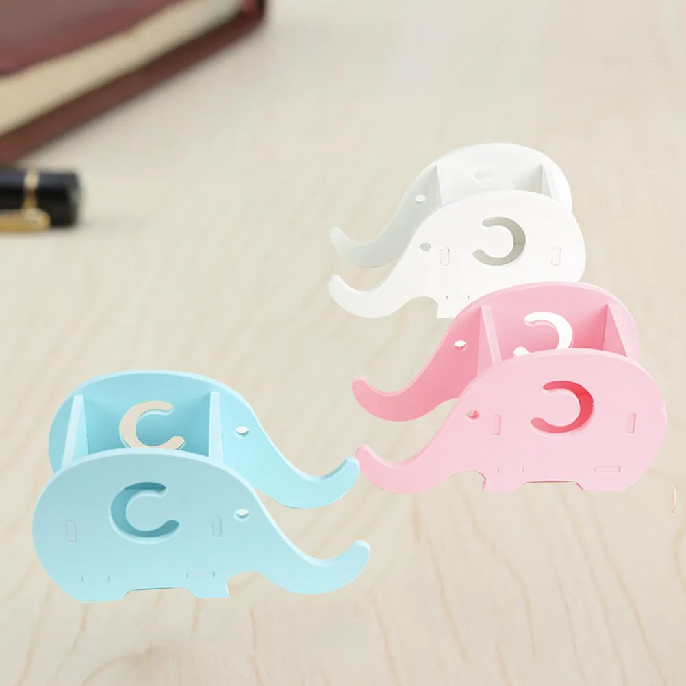 3Pcs Elephant Design Wood-Plastic Plate Multi-Function Storage Box Pen Holder Cellphone Mount Desk Organizer Storage Box