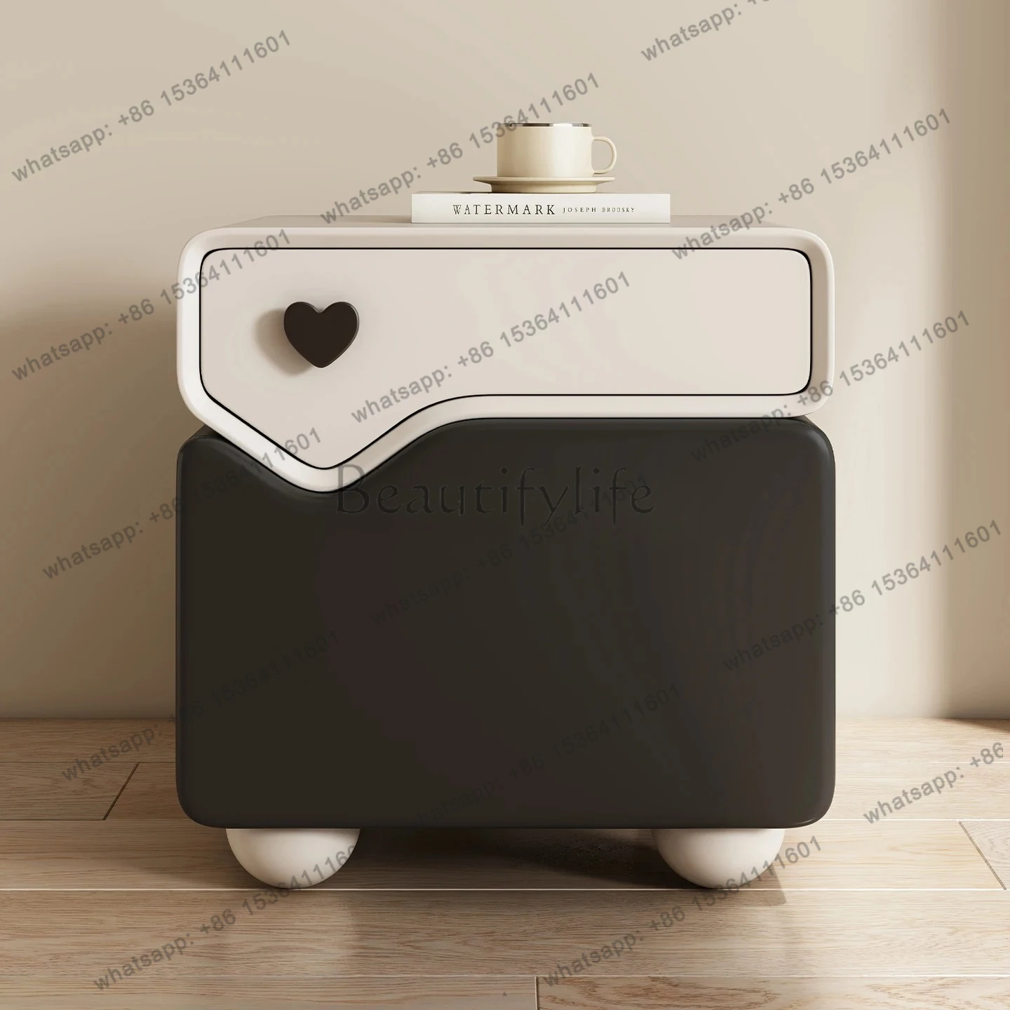 Solid Wood Lacquer Cute Style Modern Simple Bedside Table Storage Box Bedside Cabinet Alternative Small Coffee Table