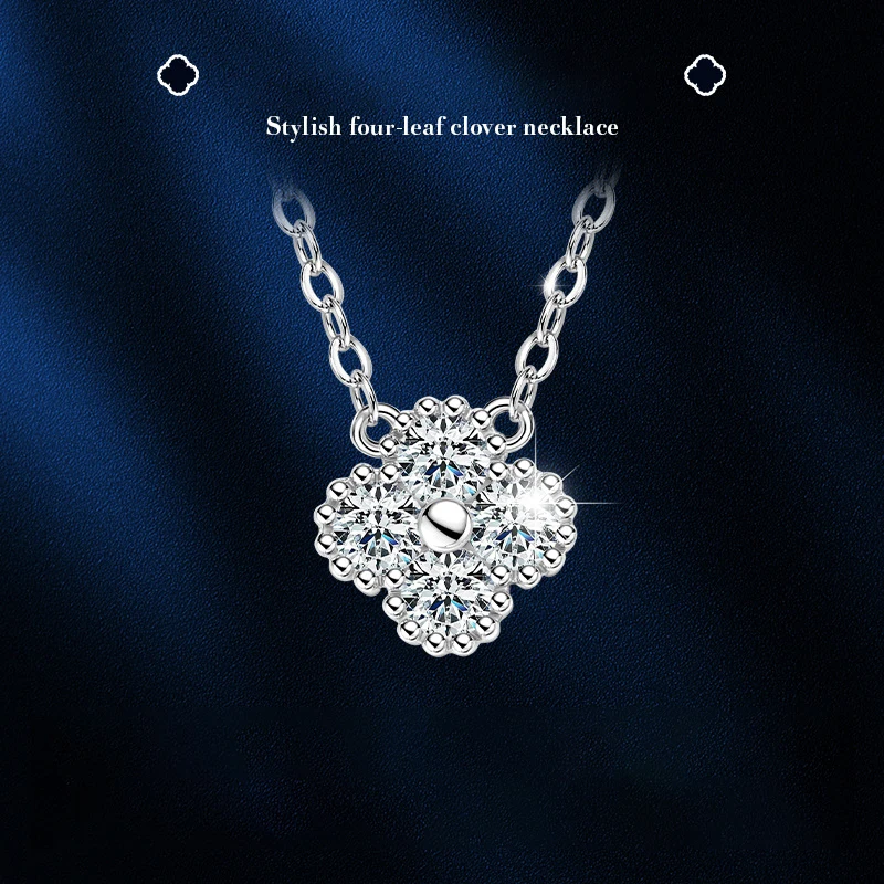 

S925 Sterling Silver Moissanite Clover Necklace Classic for Women 18k Plated S925 Silver Diamond Choker Necklace Fine Jewelry