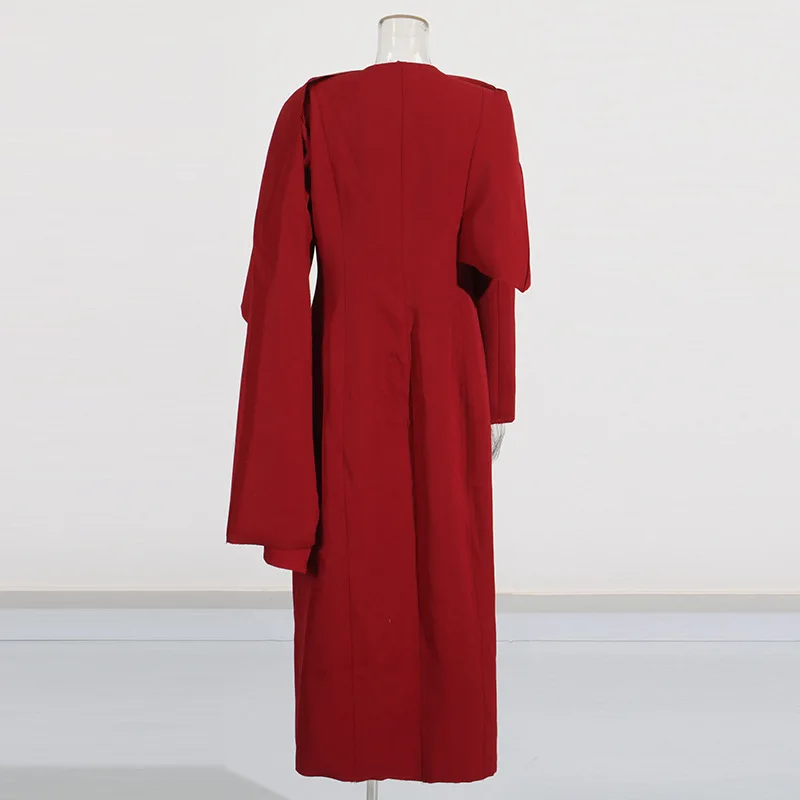 HKSH Herbst Neue Frauen Lange Trenchcoat V-ausschnitt Single Button Nische Gespleißt Schal Elegante Temperament Chic Ins Windjacke HK11093