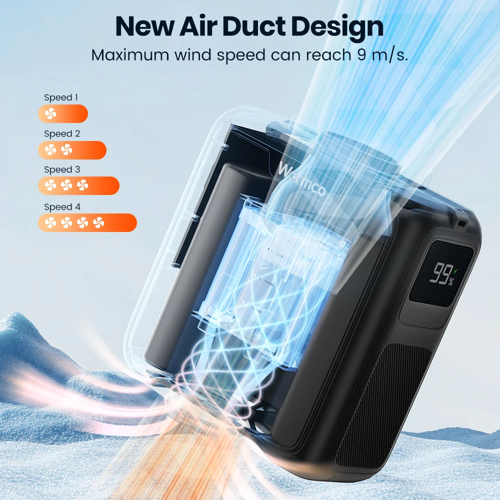 مروحة خصر محمولة من Warmco قابلة لإعادة الشحن، مشبك 10000 مللي أمبير في الساعة على مروحة الرقبة الشخصية، تعمل على 24 ساعة، 4 سرعات وتدفق هواء قوي 16000 دورة في الدقيقة،