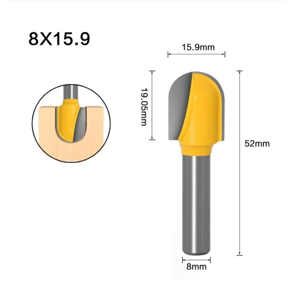 1pcs 8mm Shank Round Nose Wood Router Bit Milling Cutter Long Reach Core Box For Woodworking Hand Making Cutting Wood