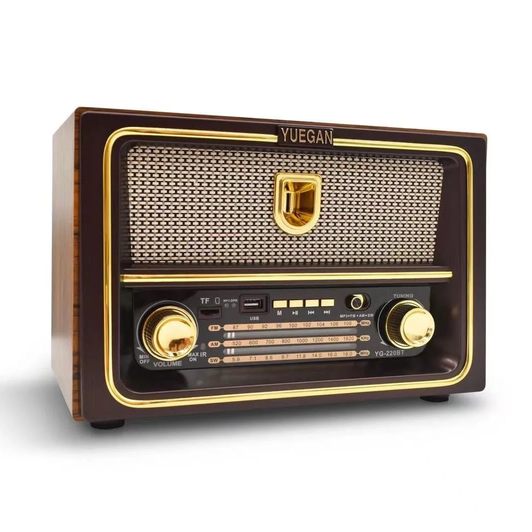 Retro nostalgic wooden Bluetooth speaker plug-in card multi-band high-quality antique radio