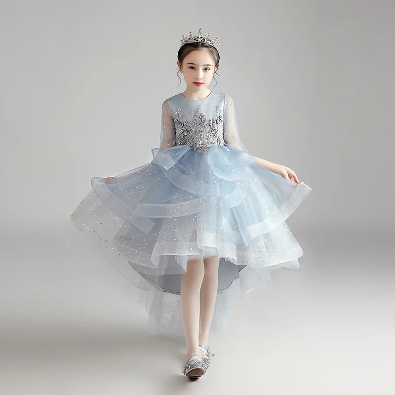 Birthday Party Girls Slim Fit Luxury Dresses Fashion Show Children Host Formal Gowns School Prom High end Princess Dress