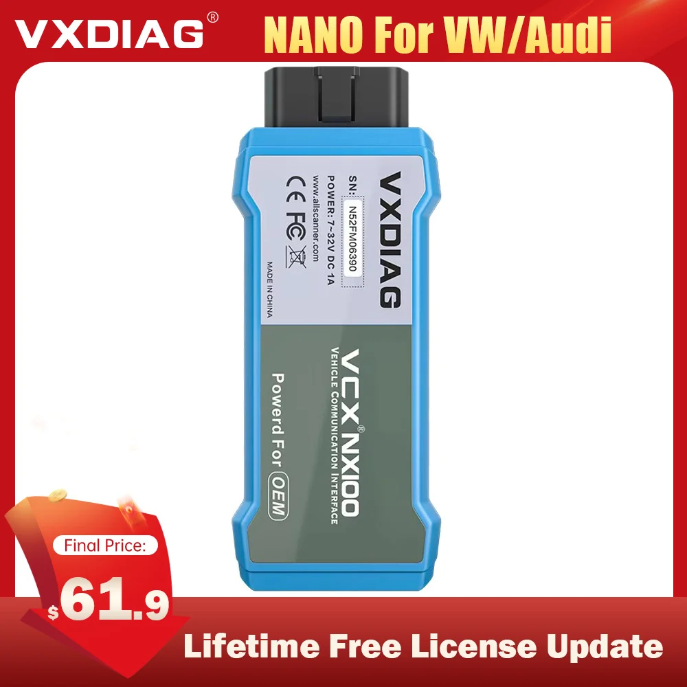 VXDIAG-Outil de Diagnostic pour Audi, Scanner WIFI, VCX NANO NX100 pour VW J2534 pigments 5054A 6154A ECU, Codage Tout Système