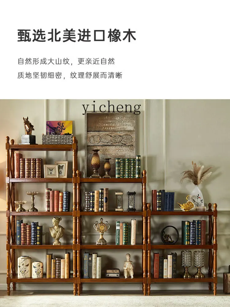 YFY  Solid Wood Wall-Mounted Floor Vintage Storage Rack Living Room Multi-Layer Display Storage Cabinet