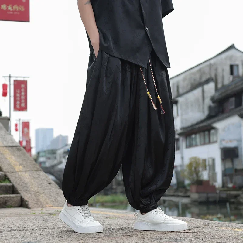Pantalones bombachos de pierna ancha para hombre y mujer, pantalón informal estilo Harajuku, hip hop, para correr, Primavera, 2024