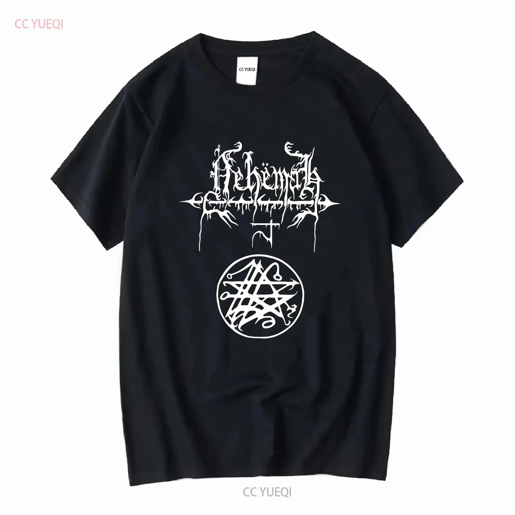 

Nehemah T Shirt black metal vintage Washed Casual Stretched Versatile Comfortable designer clothes Unisex fashion Soft Slightly