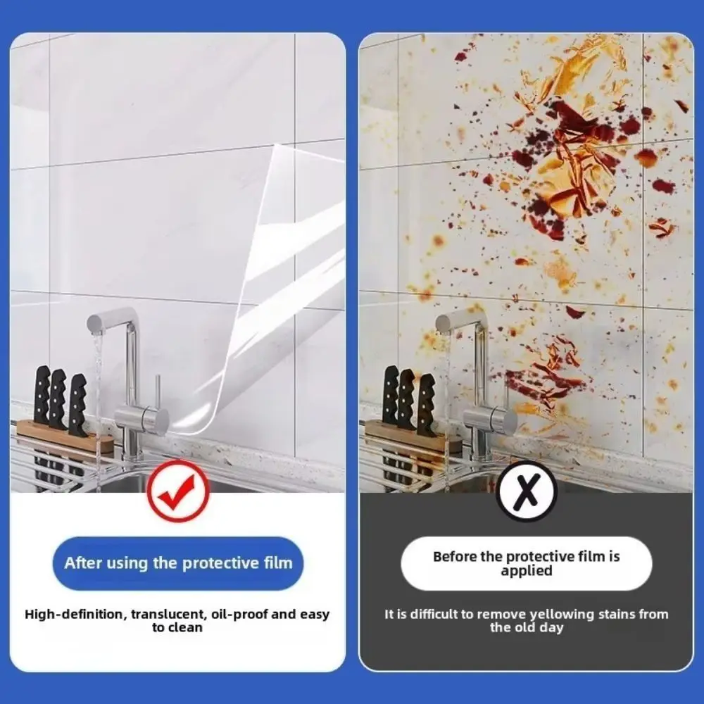 Oil Proof Wall Protector Film Heat-resisting Transparent Waterproof Sticker Electrostatic Adsorption Wall Sticker Kitchen
