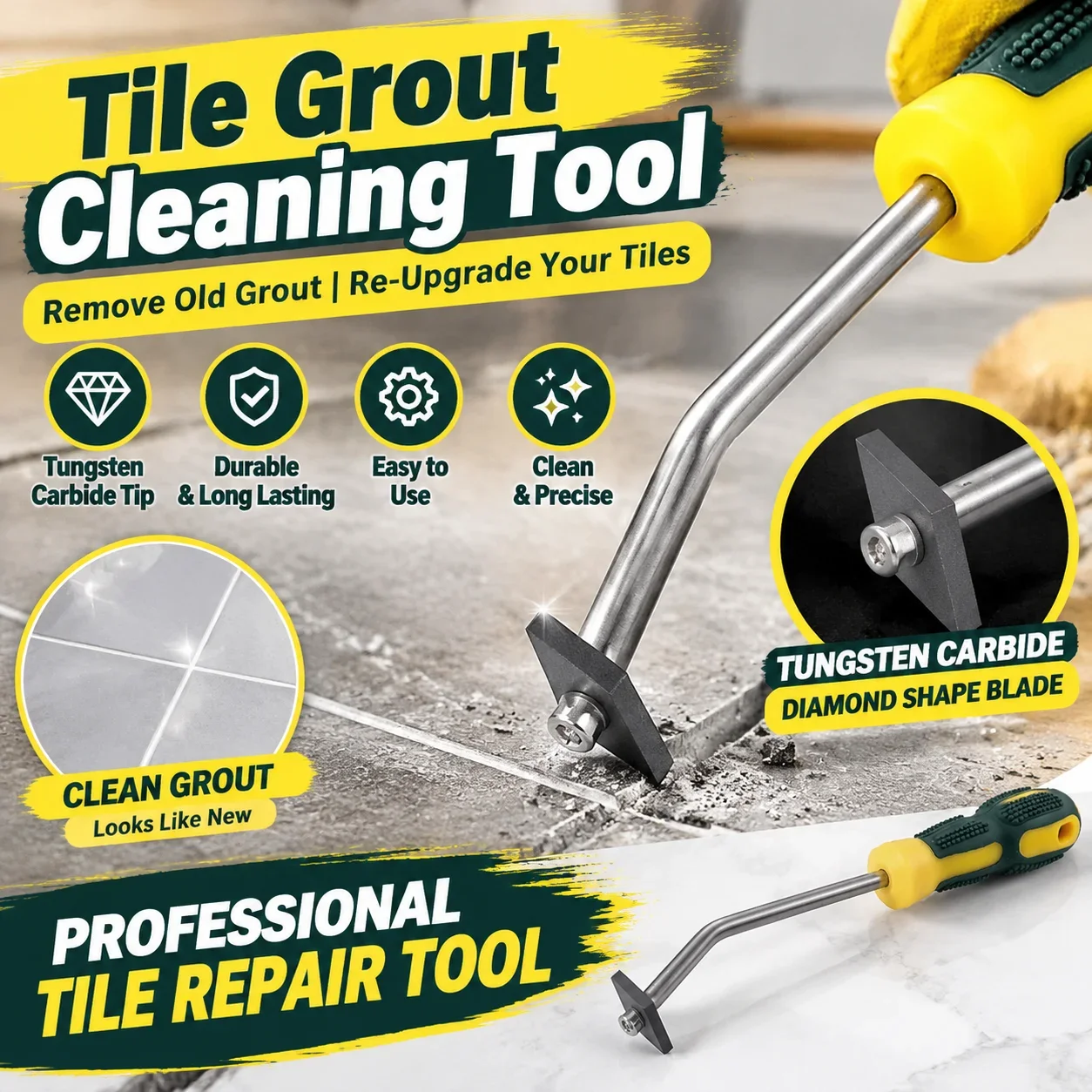 Tungsten Steel Diamond Grout Removal Tool Tile Gap Cleaning Seam Opening Construction for Ceramic Wall Floor Kit