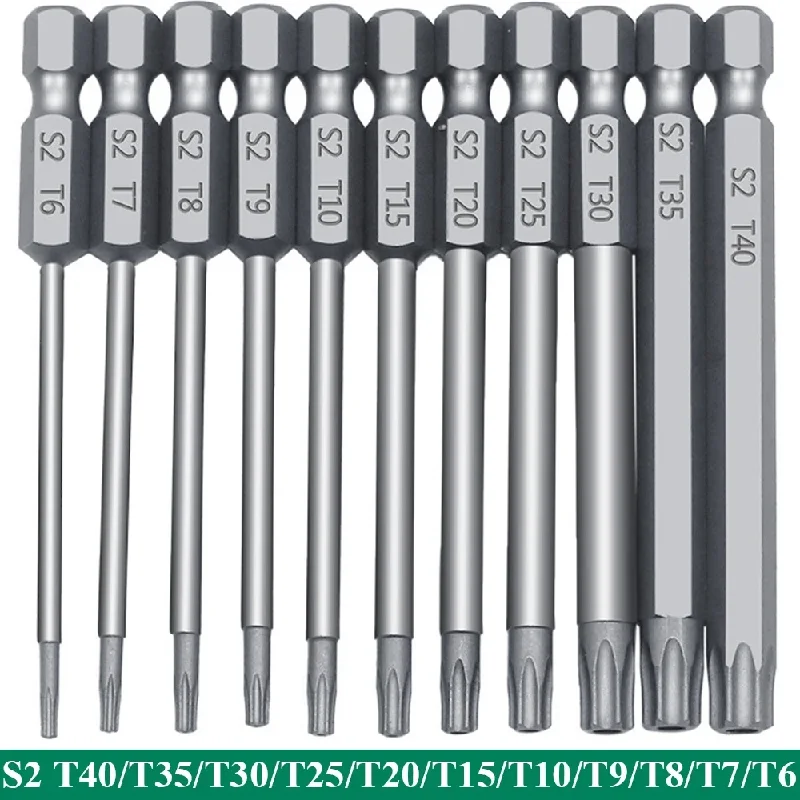 

11 PCS Torx Security Bit Set S2 Steel Magnetic Security Screwdriver Set 50/100mm Star Screwdriver Set for Shark Vacuum T6-T40