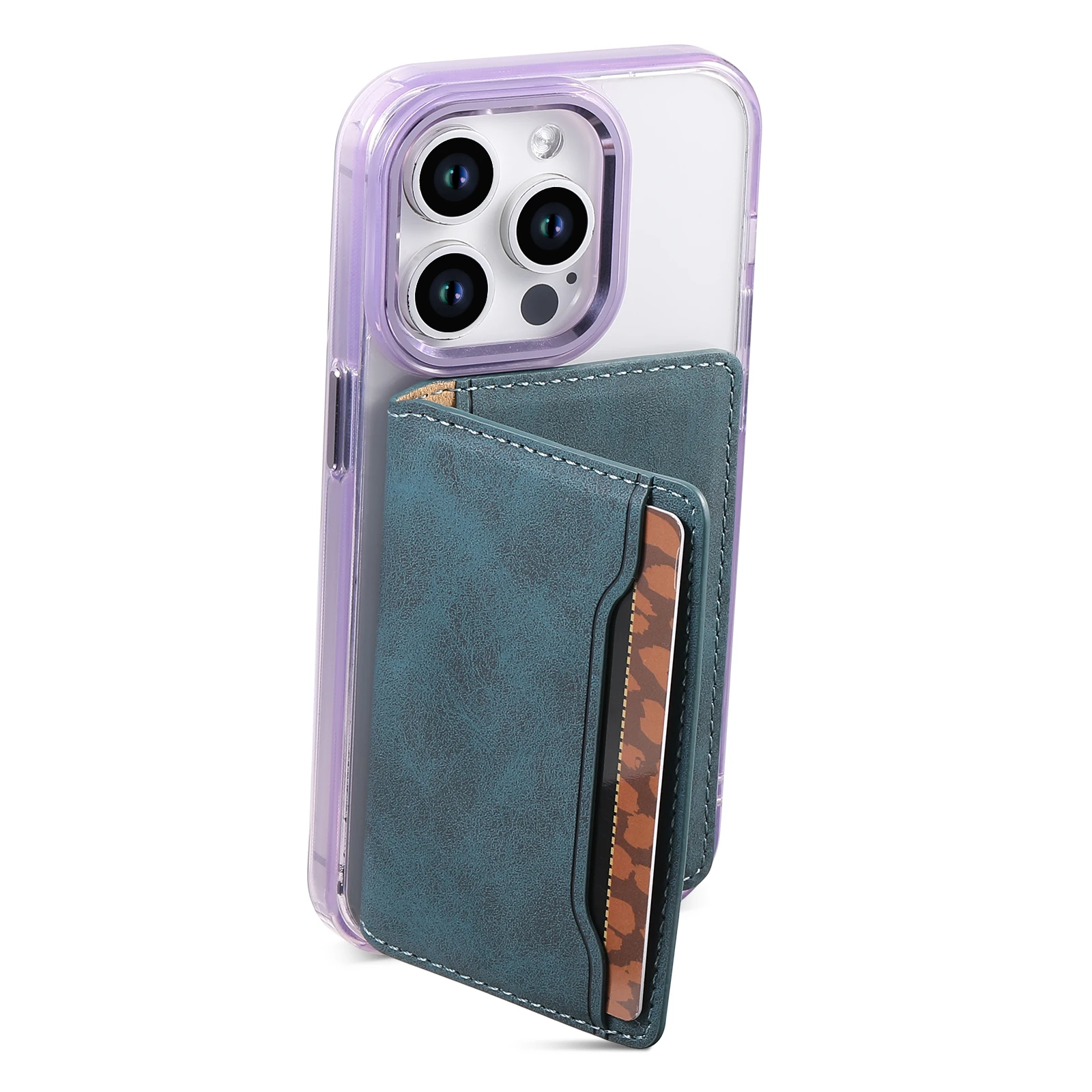  Artificial leather credit card magnetic elastic wallet(3 card slot)with strong magnetic accessories | ID card clip wallet image 5