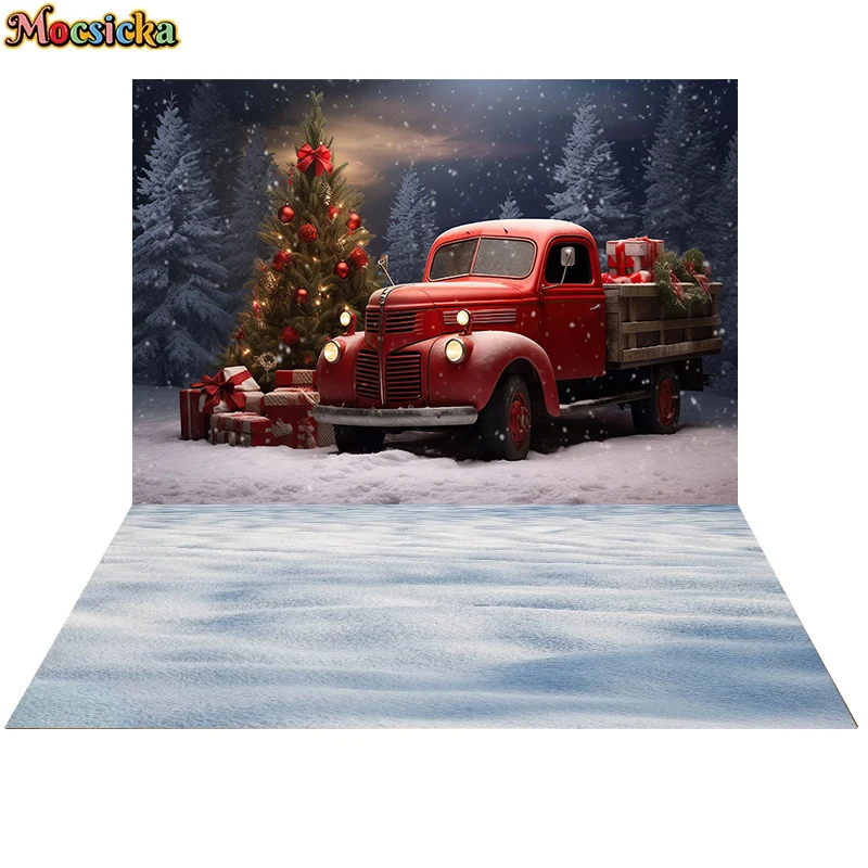 Mocsicka Christmas Backdrop Photography Car Candy House Xmas Tree Baby Shower Photo Background Shooting Props Decorations Studio