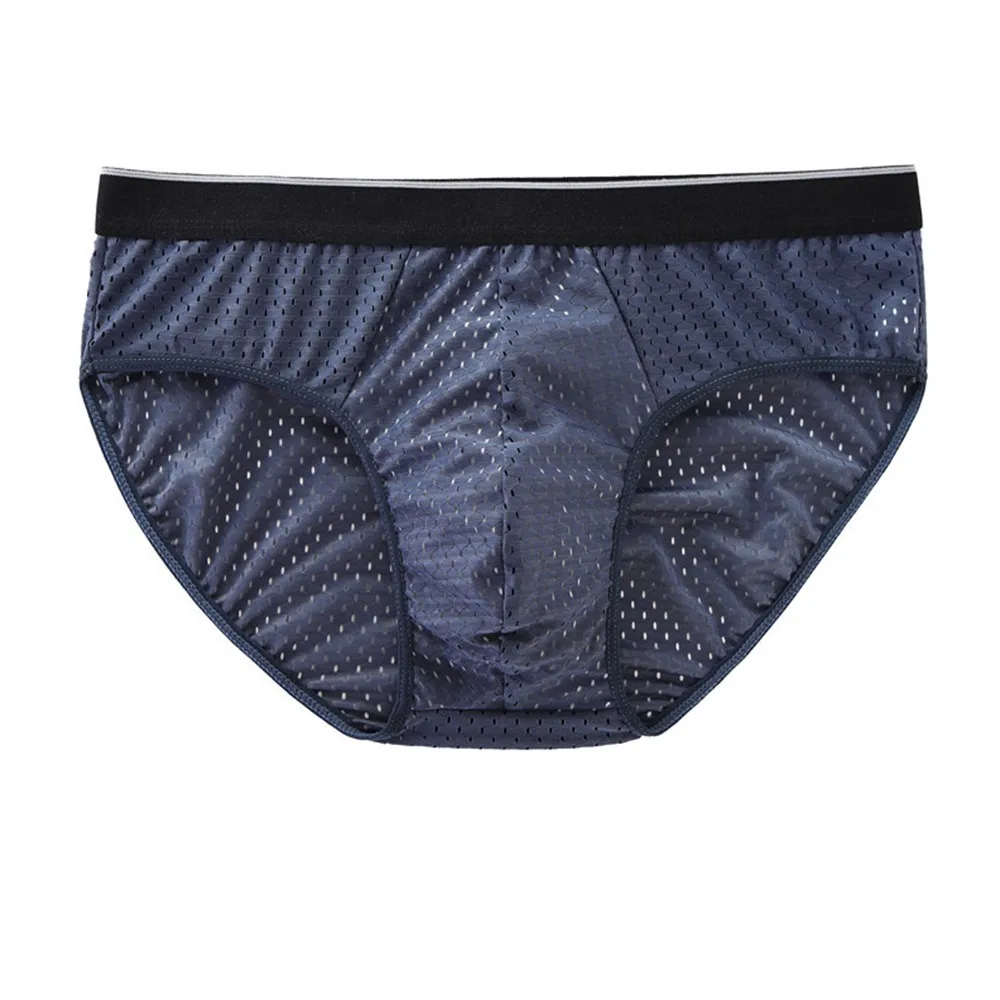 Men Underwear Ice Silk Mesh Breathable Briefs Summer Comfortable Soft Elasticity Panties Triangle Thong Quickly Dry Pants