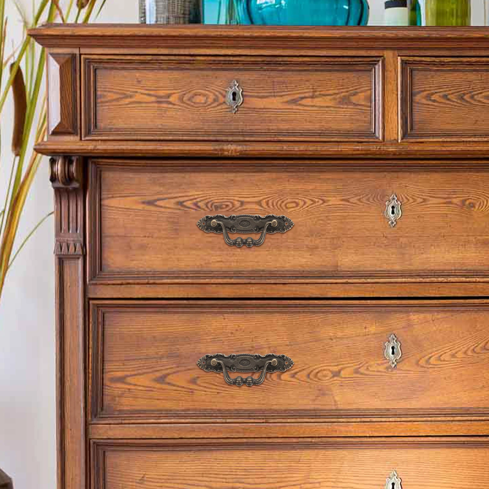 

3 Sets Cabinet Handle Vintage Style Handles Retro Drawer Knobs Door Pull Zinc Alloy Decorative Corrosion-resistant