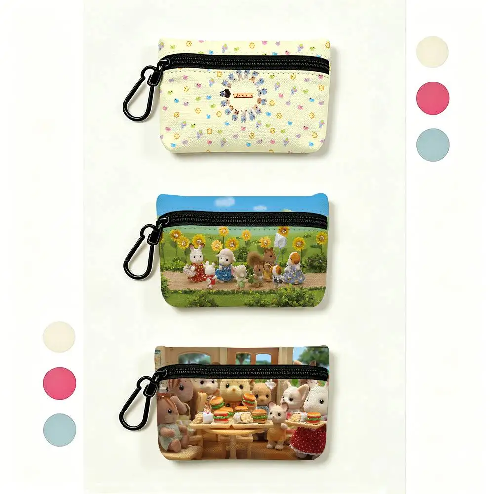 S-Sylvanian Families Daily Carry Oxford Fabric Small Coin Purse Multi-use Storage Pouch For Keys Cards Coins
