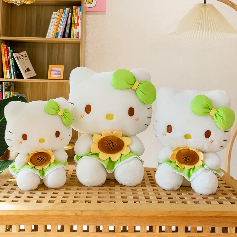 Sanrio Cartoon Anime Sunflower Hello Kitty Plush Toy Girls Sleeping Pillow Kawaii Soft Stuffed Dolls Cute Collection Kids Gifts