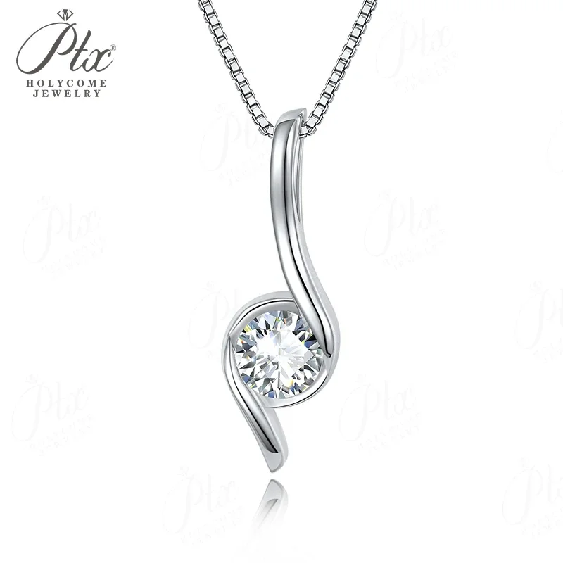 6.5MM Moissanite Comma Necklace Lab Diamon Pendant VVS1 Clarity Sterling Silver 925 18k White Gold Plated 2025Popular Style Gift