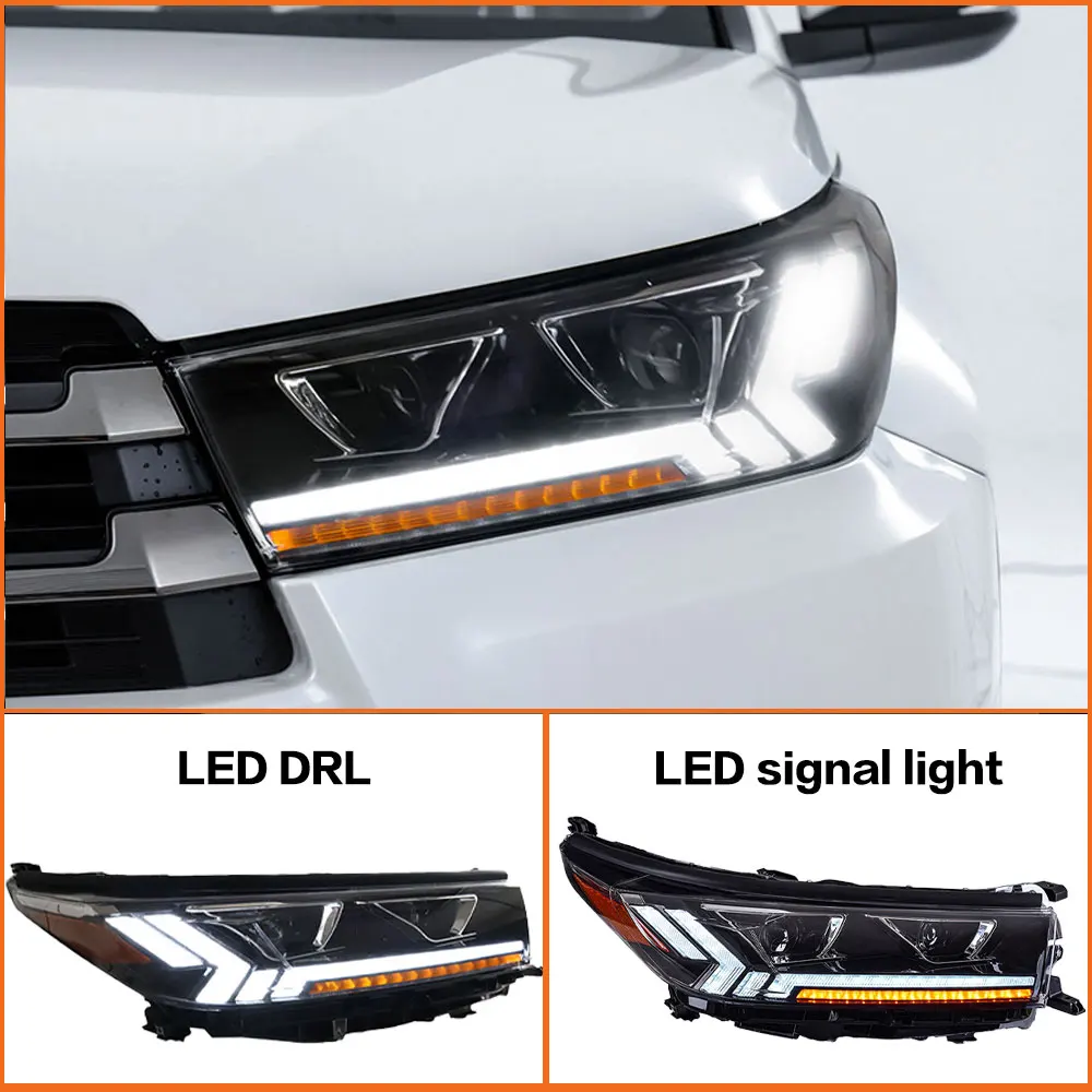 Headlights for Toyota Highlander Kluger 2018-2021 Lenses for Head Lamp Foco LED DRL Turn Signal Angel Eyes Led Projector Lens