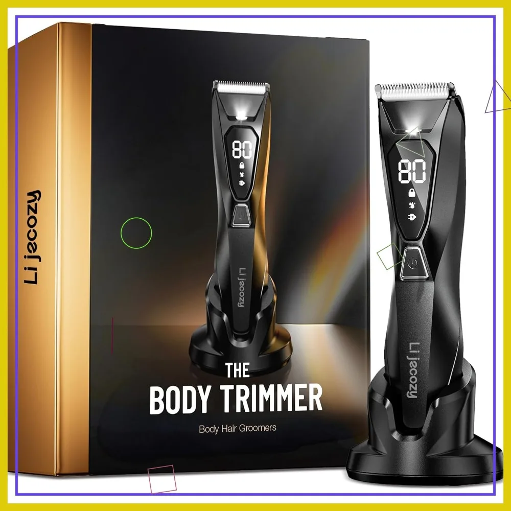 

Men's Body Hair Trimmer: Wireless Charging, LED Display, Waterproof, 90Min Runtime