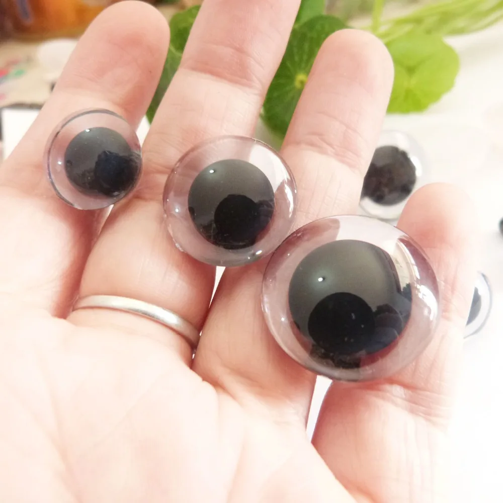 200 buah/lot --- 9mm 12mm-35mm mata mainan keamanan 3D bening dengan mesin cuci putih untuk Aksesori boneka mewah diy -- pilihan ukuran